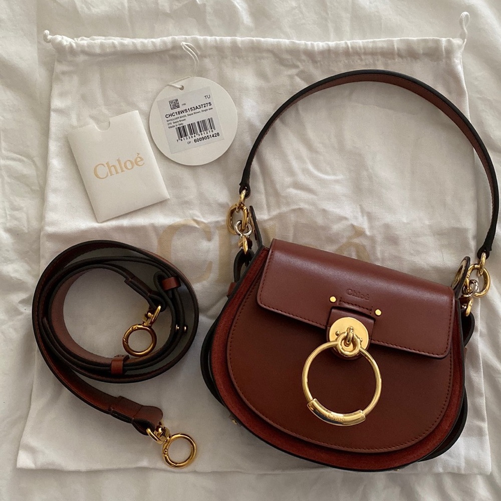 COPY - Chloe or Chloé Small Tess Saddle Bag Sepia Brown